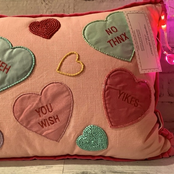 CUPCAKES & CASHMERE 14x24 Beaded Candy Hearts Pillow - Picture 4 of 9